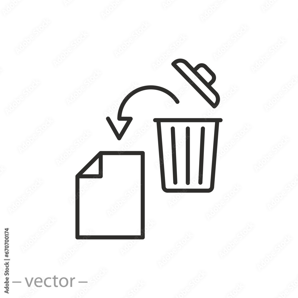 recover deleted icon, restore information or data, thin line symbol on white background - editable stroke vector illustration recover deleted icon, restore information or data, thin line symbol on white background - editable stroke vector illustration