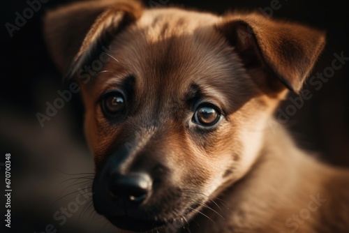 A portrait of a cute puppy with soulful eyes, capturing their innocence and playfulness. Pets Day celebration.