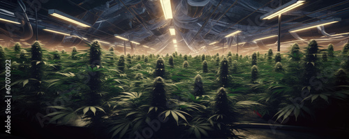 Detail view of cannabis farm or marijuana plant photo