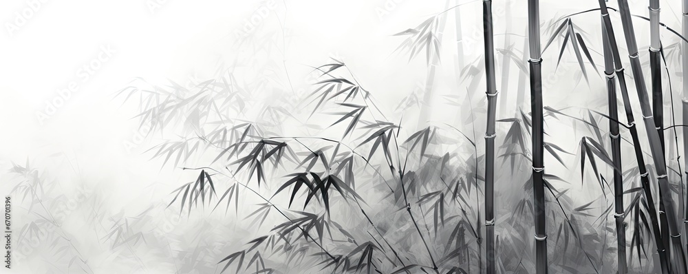 bamboos are drawn to look like a painting Generative Ai - obrazy, fototapety, plakaty 