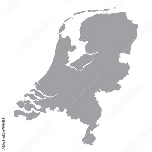 Netherlands map. Map of Holland in high details on grey color