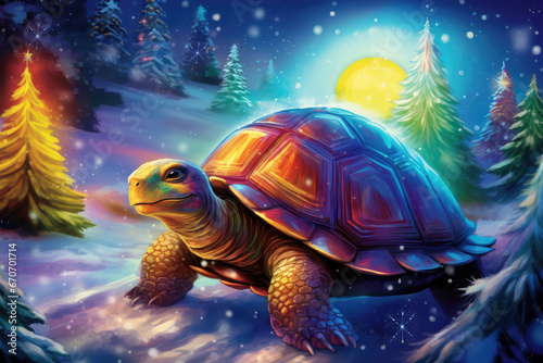 turtle in the snow, magical fantasy landscape in the winter © Dianne