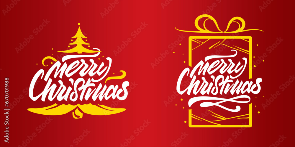 Merry Christmas vector text Calligraphic Lettering design template