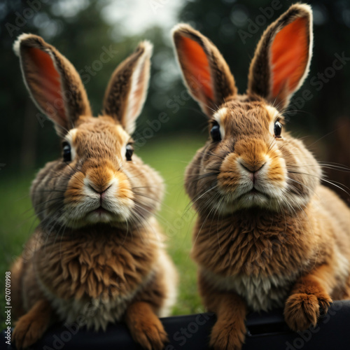 funny rabbits making selfie 