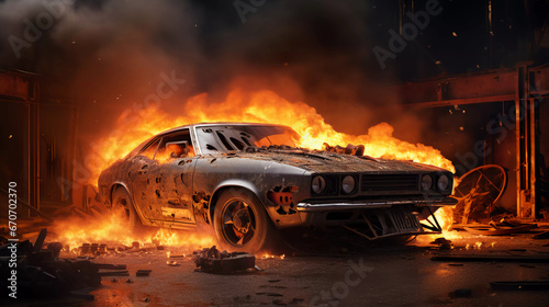 burning car after war © Johannes