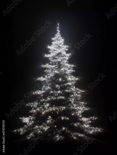 Christmas tree (light) on a black background, AI generator