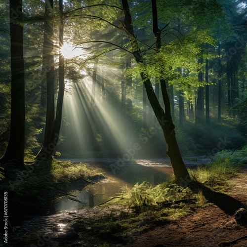 autumn forest in the morning