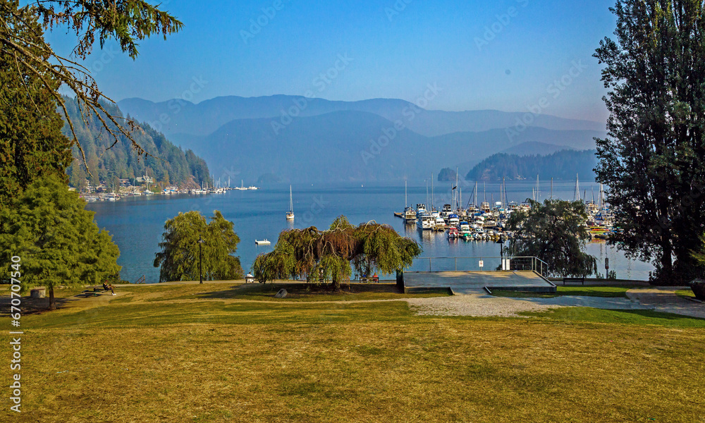 Εκτύπωση καμβά Village and marina  in Deep Cove in North Vancouver, bay, coastline, marine, spe
