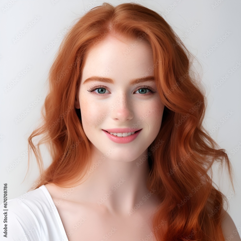 Portrait of young happy woman looks in camera. Skin care beauty, skincare cosmetics, dental concept isolated over white background, photo Portrait of young happy woman looks in camera. Skin care beauty, skincare cosmetics, dental concept isolated over white background, photo