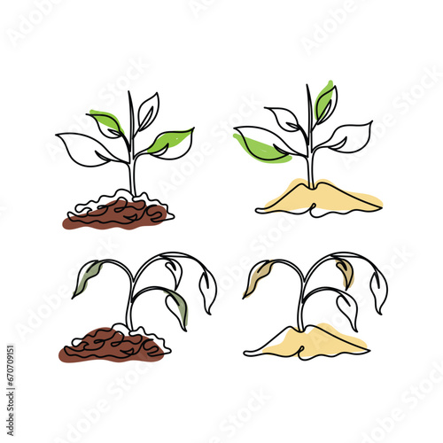 Water plants and see them grow green. Garden and soil type conccept. Green plants and dead plants. Mental health awareness concept. Mental health care art. Positive psychology. Agriculture. Botanicals