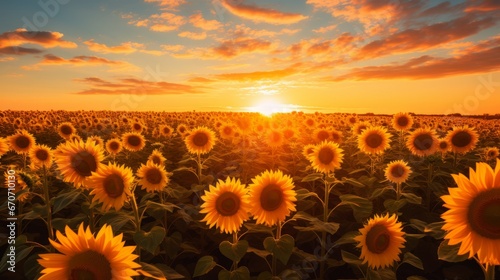 sunflower field at sunset ai generated