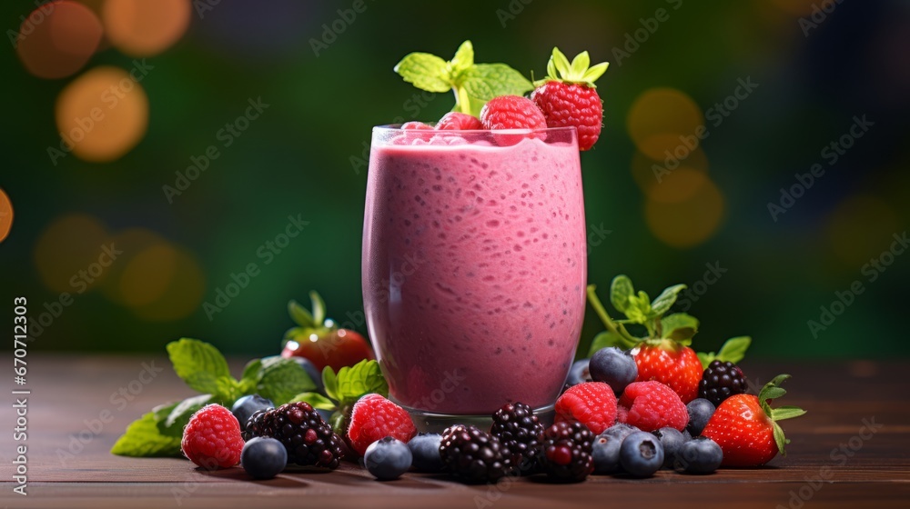 strawberry smoothie with blueberries ai generated strawberry smoothie with blueberries ai generated