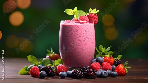 strawberry smoothie with blueberries ai generated