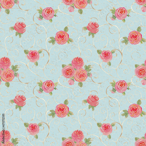 Watercolor roses flowers. B...