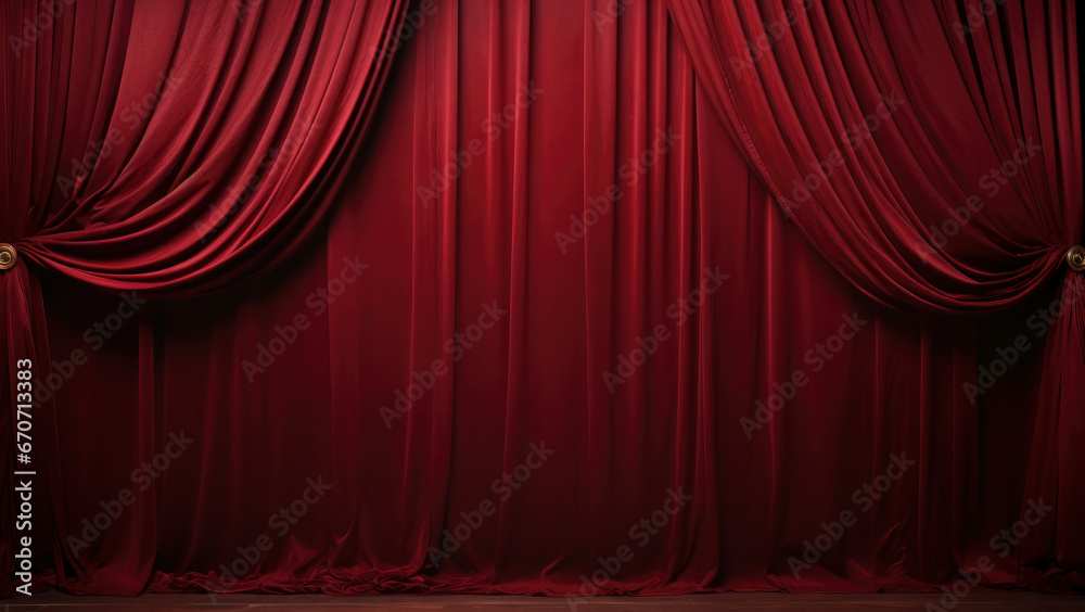 custom made wallpaper toronto digitalTheatre stage with wooden ground and dark red curtains haning as waves to the ground