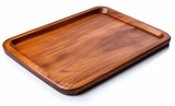 Wooden Tray Board on White Background. Generative ai