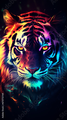 tigre brilhante  fundo de halloween colorido 