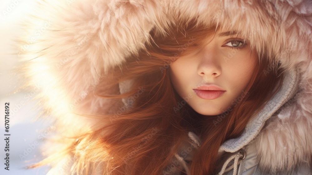 Young Woman in winter. Beautiful Girl in winter clothes in wintertime outdoor Young Woman in winter. Beautiful Girl in winter clothes in wintertime outdoor