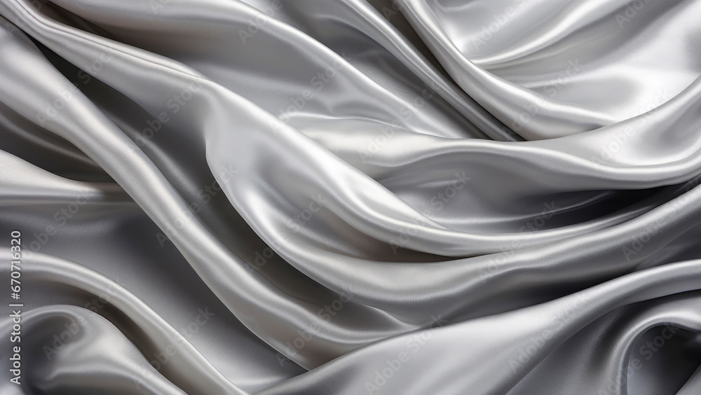 Silver soft silk or satin laying in waves and curves in 3d, luxury smooth elegant textile background texture Silver soft silk or satin laying in waves and curves in 3d, luxury smooth elegant textile background texture