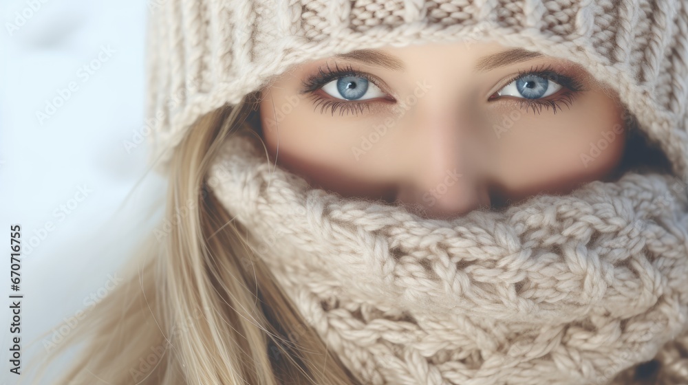 Young Woman in winter. Beautiful Girl in winter clothes in wintertime outdoor Young Woman in winter. Beautiful Girl in winter clothes in wintertime outdoor