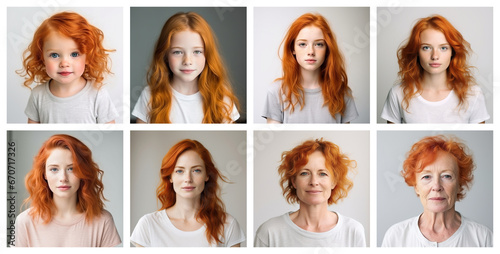 collage of irland racial female portraits of different ages, made with generative AI