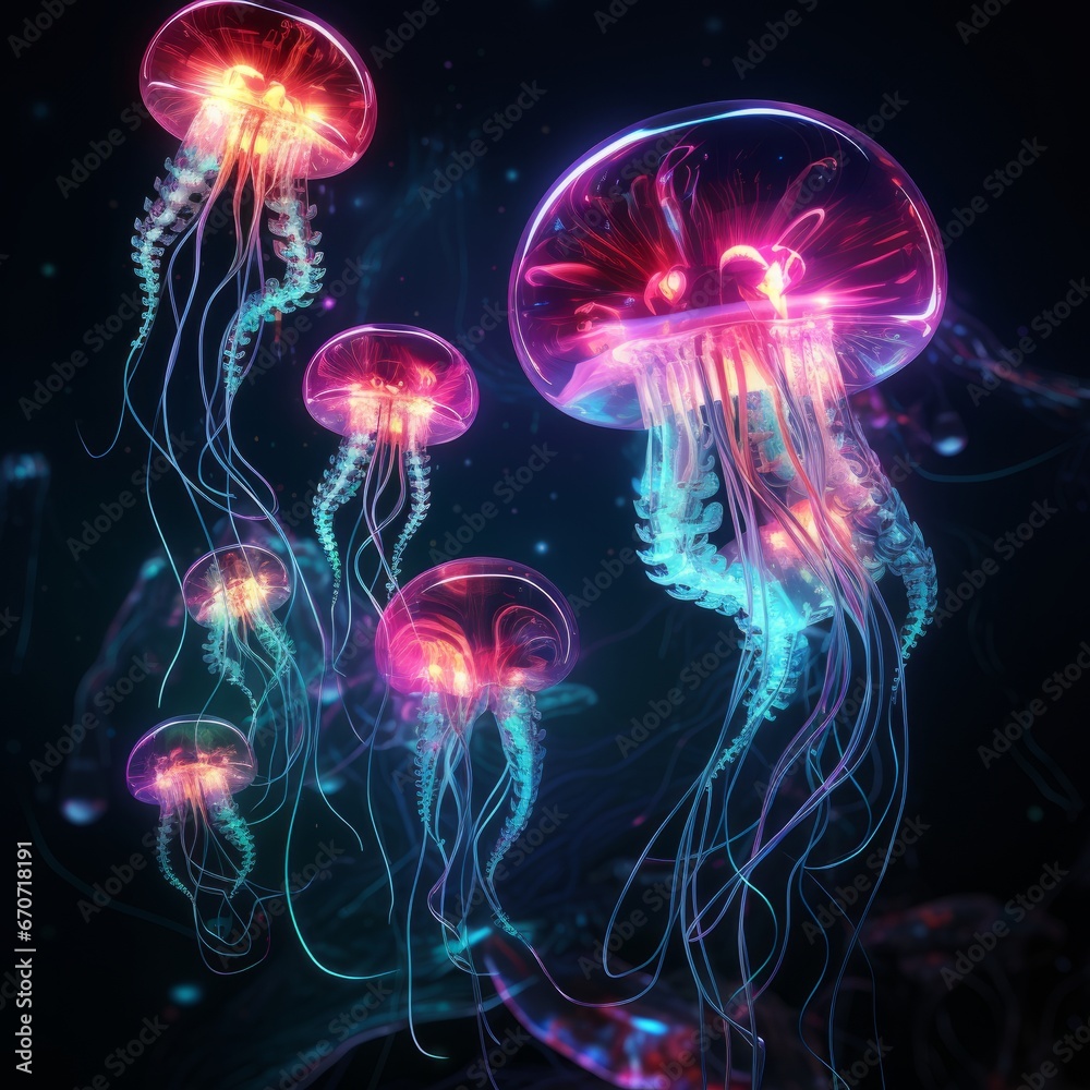 background with glowing jellyfish ai generated background with glowing jellyfish ai generated