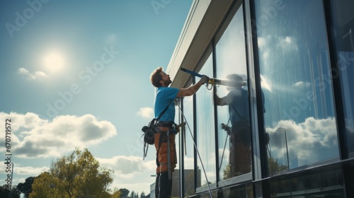 cleaning the window ai generated