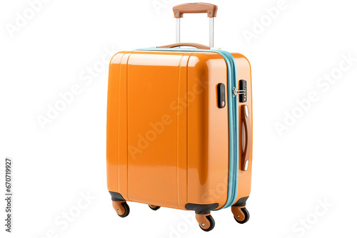 Vibrant yellow suitcases for travel isolated on transparent background, Generative Ai
