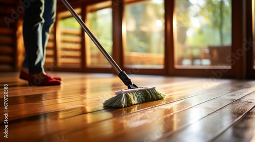 Wallpaper Mural someone is cleaning the floor with a brush ai generated Torontodigital.ca