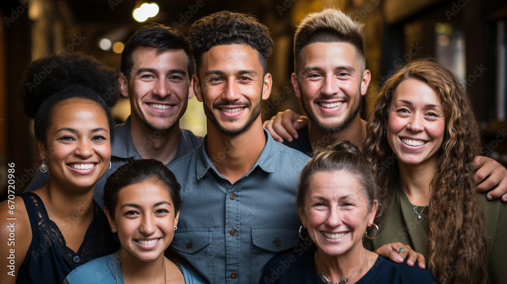 A family reunion photograph featuring multiple generations and ethnicities A family reunion photograph featuring multiple generations and ethnicities