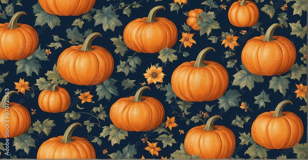 halloween pumpkins seamless pattern