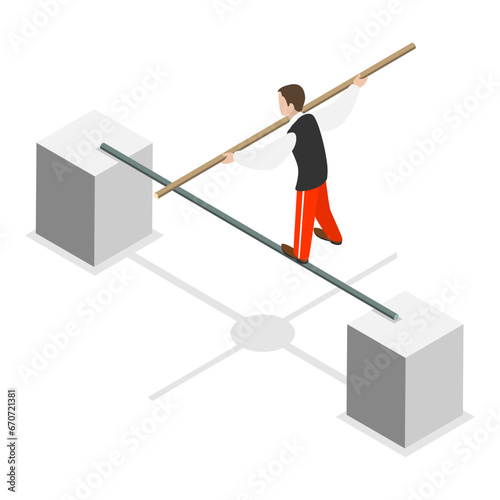 3D Isometric Flat Vector Set of Circus Characters, Clown, Strongman, Acrobats, Trained Animals, Hooper, Juggling Unicyclist. Item 6