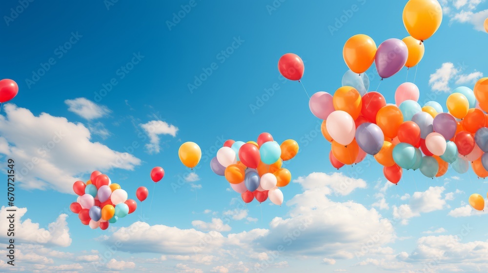 colorful balloons in the sky ai generated