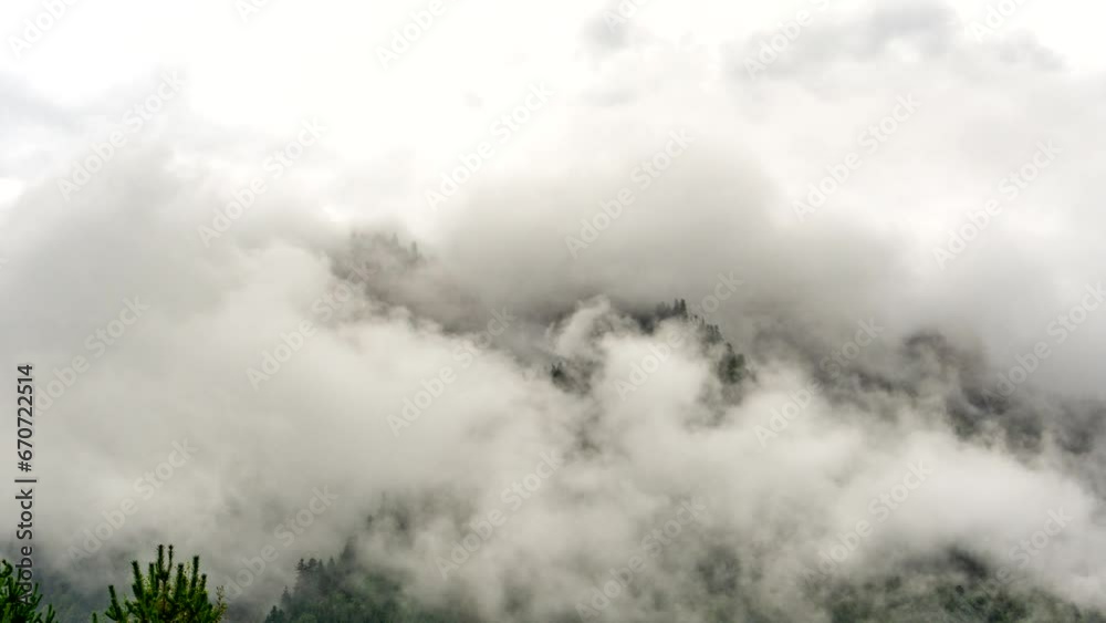 Timelapse of fog mountains. Mist above Three Crowns. Dramatic natural beauty. Timelapse of fog mountains. Mist above Three Crowns. Dramatic natural beauty.