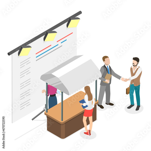 3D Isometric Flat Vector Illustration of Trade Show, Business Expo Presentation. Item 3