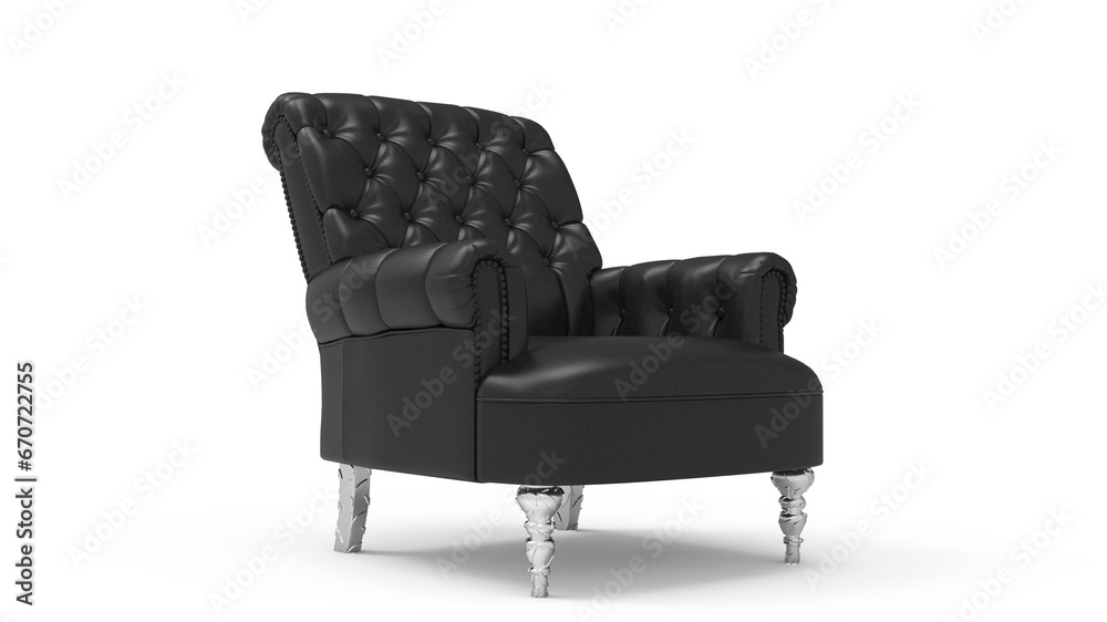 Modern Luxury black leather armchair isolated on white background.Elements of architecture. Design template for graphics. Furniture Collecttion Modern Luxury black leather armchair isolated on white background.Elements of architecture. Design template for graphics. Furniture Collecttion