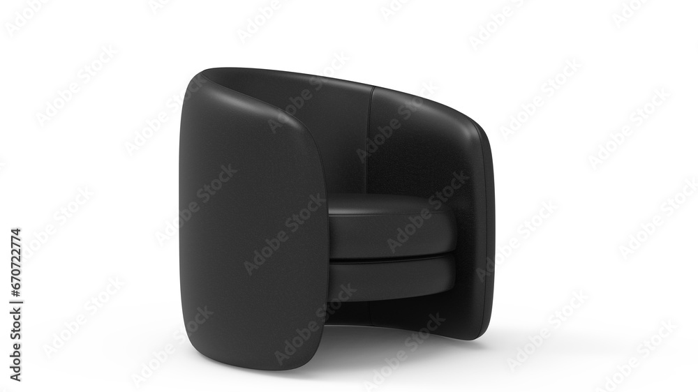 Modern Luxury black leather armchair isolated on white background.Elements of architecture. Design template for graphics. Furniture Collecttion Modern Luxury black leather armchair isolated on white background.Elements of architecture. Design template for graphics. Furniture Collecttion
