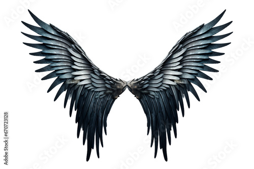 Onyx wing plumage isolated on transparent background, Generative Ai