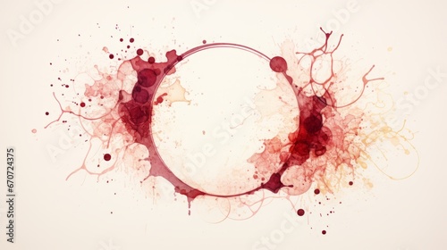 Wine stain red watercolor glass mark ring circle isolated drink background drop white alcohol. Red stain stamp spot paper wine splash cup texture splatter spill water round art winery blot trace.