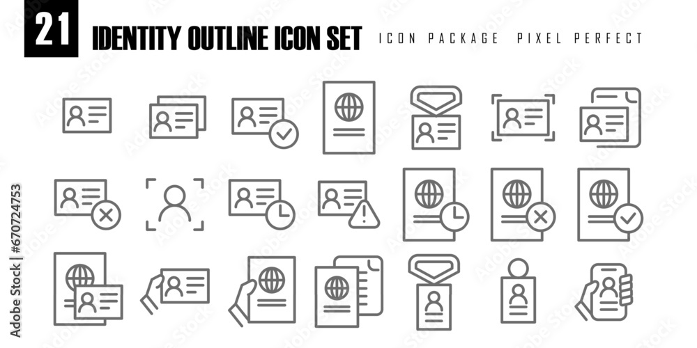 ID and verivication outline icon pixel perfect for web or mobile