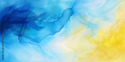 Abstract blue yellow watercolor background. Ukrainian watercolor backdrop with soft blur effect. Ukraine flag colors. For banner and poster. Watercolor abstract wallpaper.