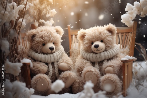 Enchanting vintage room with Christmas tree and teddy bears © Pixel Alchemy