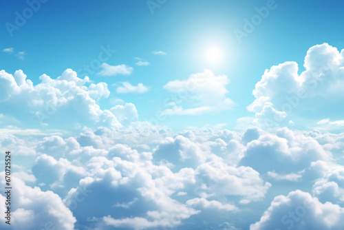 Wallpaper Mural View from above the clouds. Sky background with white fluffy clouds. Horizontal cloudy background, daytime sunlight, good sunny weather, natural wallpaper. Torontodigital.ca