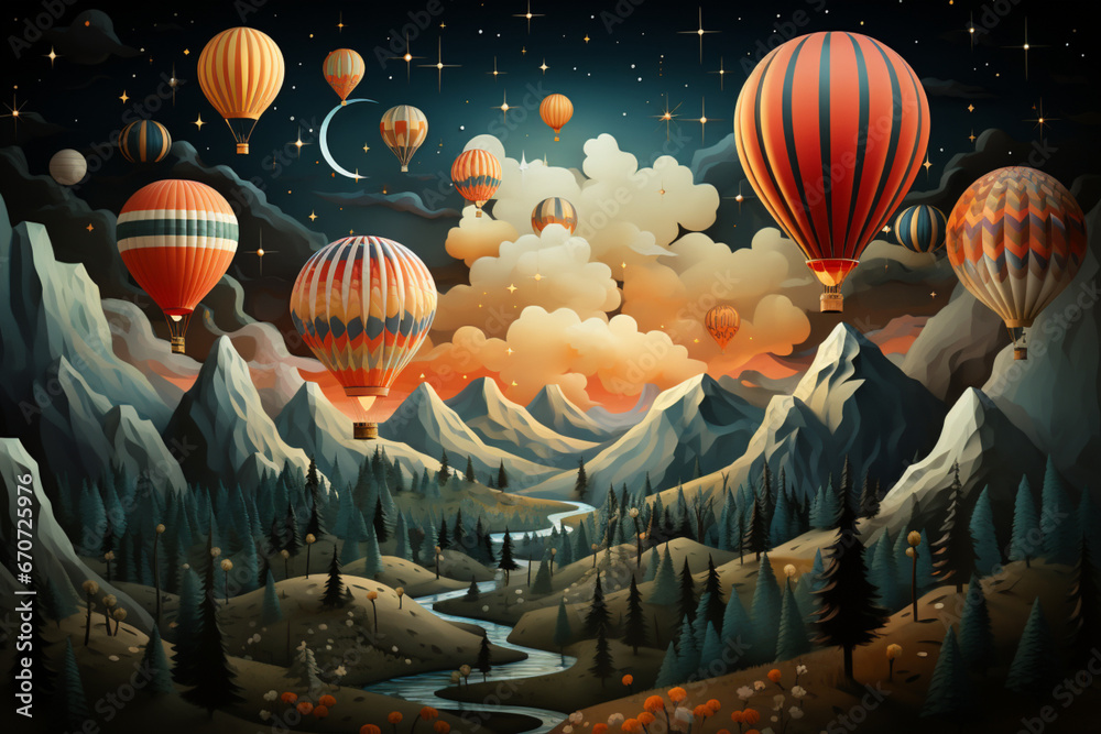 Dreaming High: Hot Air Balloon Adventure - Generative AI