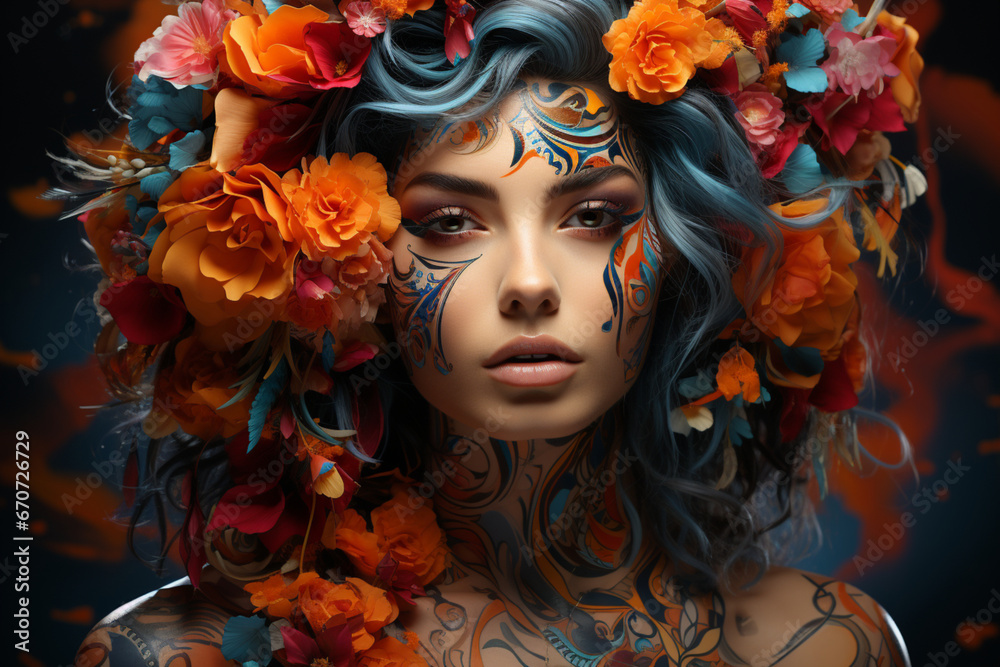 Watercolor Tattoo Fusion: Portrait Inspiration - Generative AI