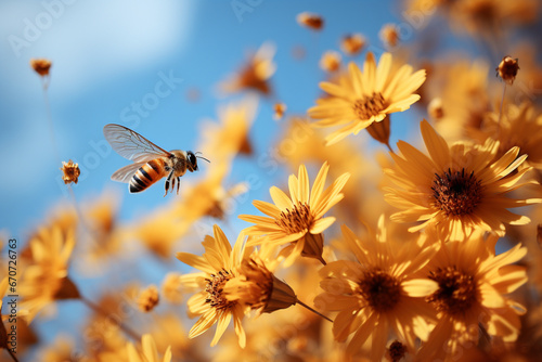 Nature's Partnership: Sunflower & Bee - Generative AI