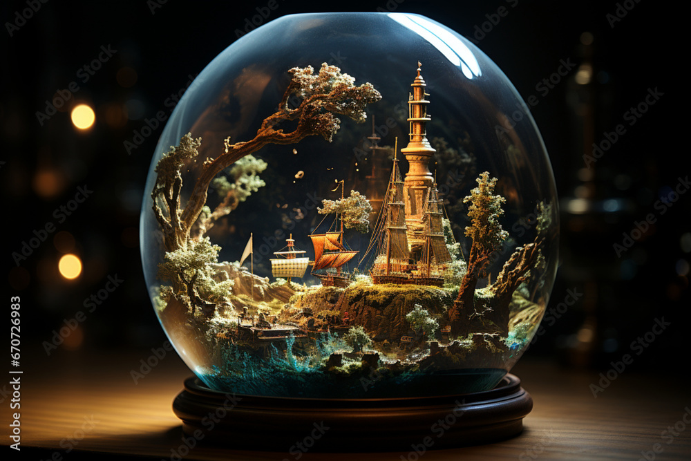Miniature Realms: Ship in a Bottle - Generative AI