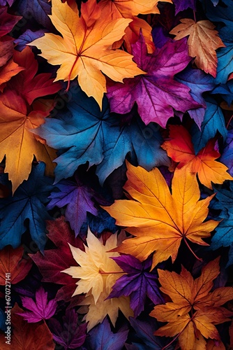 Vibrant Autumn Leaves Creating a Colorful Carpet on the Forest Floor  Autumn leaves lying on the floor
