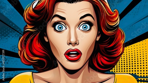 wide eyes shot - pop art woman - ai generated