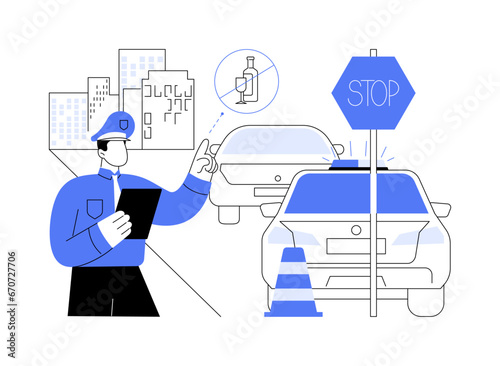Sobriety checkpoint abstract concept vector illustration. © Visual Generation